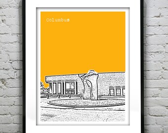 Columbus Skyline Poster Print Art Indiana IN Item T4191