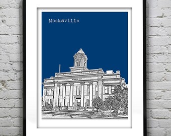 Mocksville North Carolina Poster Skyline Poster Art Print NC Version 1