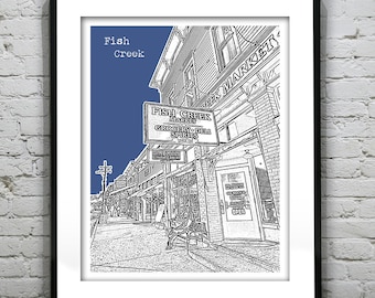 Fish Creek Wisconsin Poster SkylinePrint Art WI