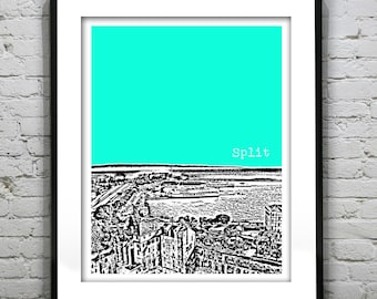 Split Croatia City Harbor Skyline Poster Art Print Item T1013