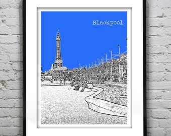 Blackpool UK Skyline Poster Art Print Pleasure Beach Item T3047