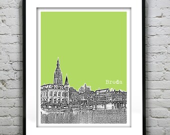 Breda Netherlands City Skyline Poster Art Print