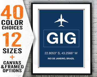 GIG Rio de Janeiro International Airport Aviation Poster Art Print Brazil Item T5252