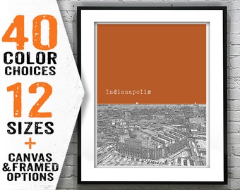 Indianapolis Poster Art Skyline Print Indiana Item T2660