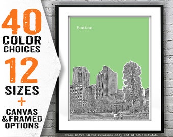 Boston Poster Art Print Skyline Massachusetts MA Item T4677