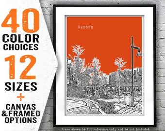 Renton Skyline Poster Art Print Washington WA Item T4963