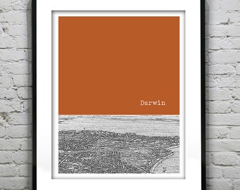 Darwin Australia Skyline Poster Print Art Version 2
