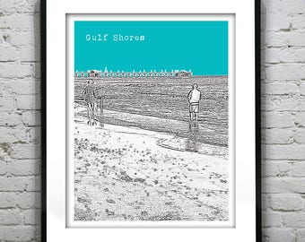 Gulf Shores Alabama Poster Art Print Skyline AL Item T1046