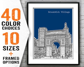 Greenwich Village Skyline Art Print Poster The Washington Square Arch Manhattan New York City NY Item T1919