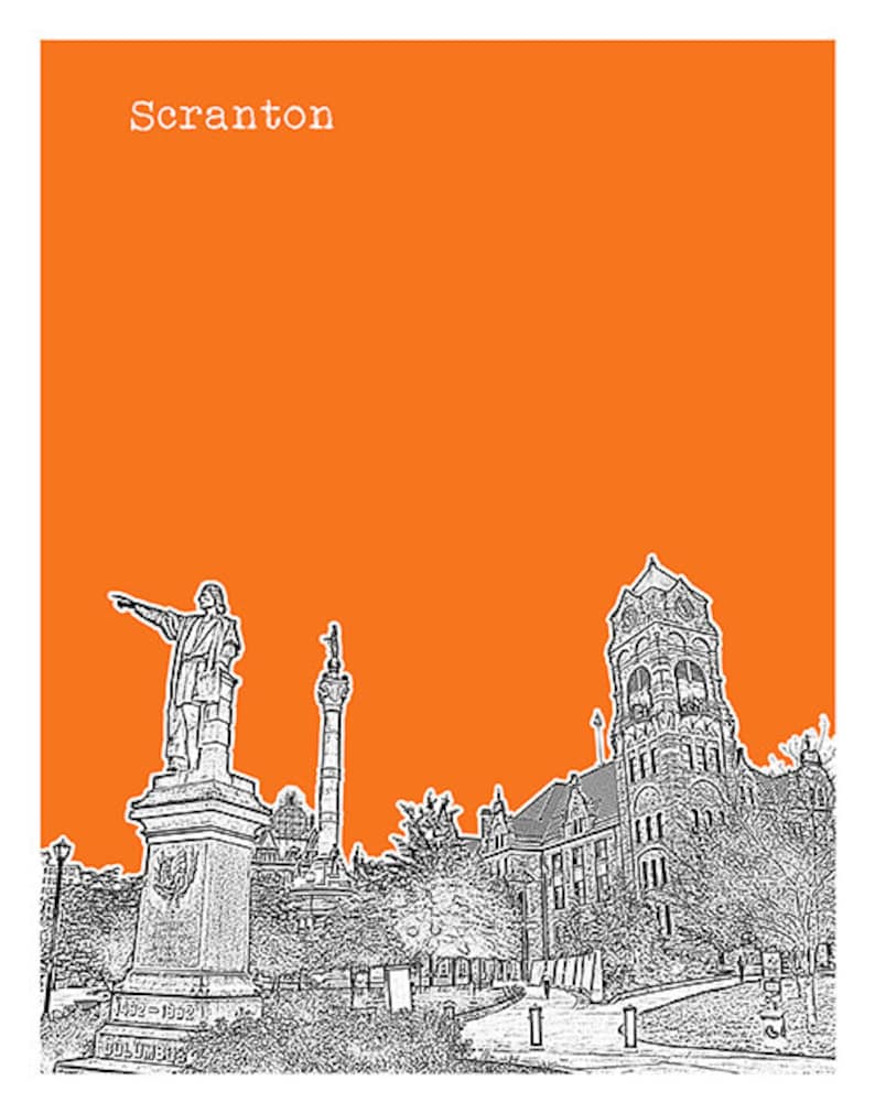 Scranton Skyline Poster Art Print Pennsylvania PA Skyline Item Etsy