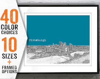 Pittsburgh Skyline Art Print Poster Pennsylvania PA Landscape Item T1585