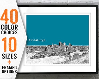 Pittsburgh Skyline Art Print Poster Pennsylvania PA Landscape Item T1585