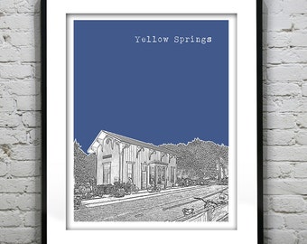 Yellow Springs Ohio Poster Print Art Skyline OH