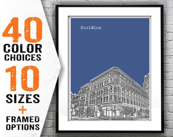 Meridian Mississippi Skyline Poster Art Print MS Item T2037
