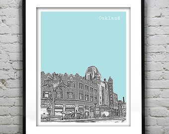 Oakland California Skyline Poster Art Print California CA T5492