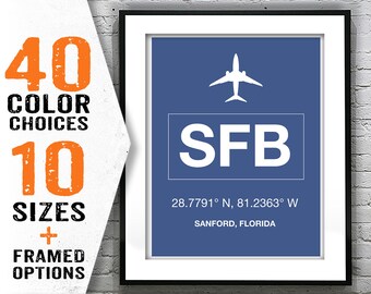 SFB Orlando Sanford International Airport Aviation Poster Art Print Florida Item T2010
