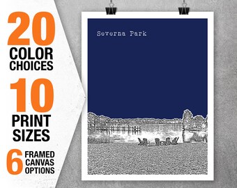 Severna Park Maryland Skyline Art Print Poster MD Item T5358