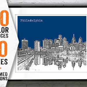 Philadelphia Pennsylvania Poster Art Skyline Print PA Landscape Item T1505