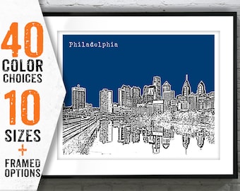 Philadelphia Pennsylvania Poster Art Skyline Print PA Landscape Item T1505