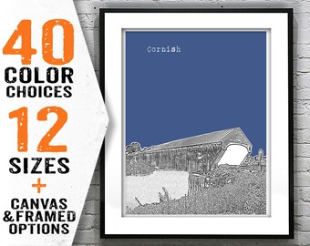 Cornish Covered Bridge New Hampshire Poster Print Art Skyline NH Item T2754