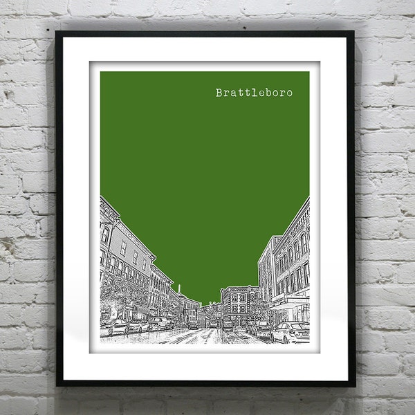 Brattleboro Vermont Skyline Poster Art Print VT