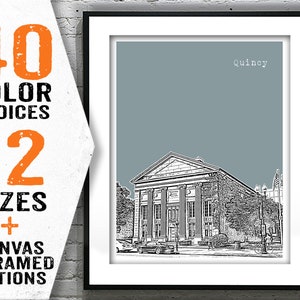 Quincy Massachusetts Skyline Poster Art Print Artwork Travel Decor Gift MA Version 1