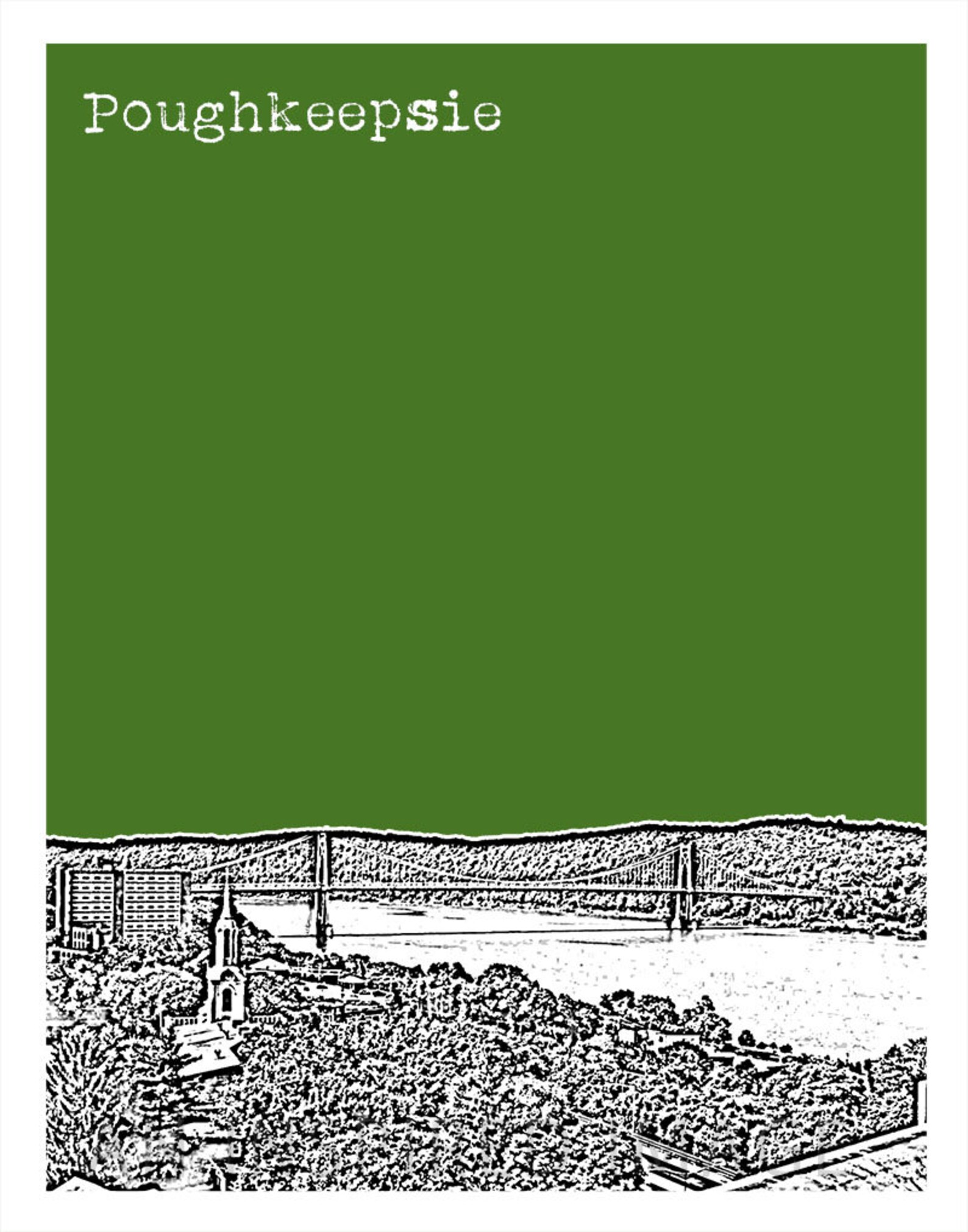 Poughkeepsie New York Poster Print Art NY City Skyline Hudson - Etsy