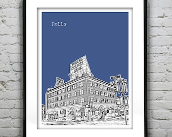 Rolla Skyline Poster Art Print Missouri MO