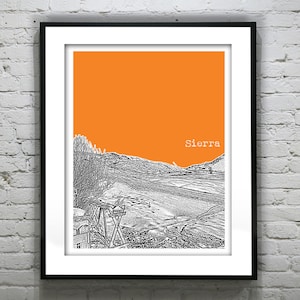 Sierra Nevada Art Print Poster Snowy Mountains