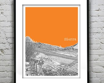 Sierra Nevada Art Print Poster Snowy Mountains