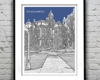 Greencastle Indiana Poster Art Print Skyline