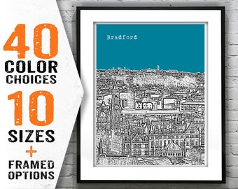Bradford Skyline Poster Art Print West Yorkshire England Uk Item T1368