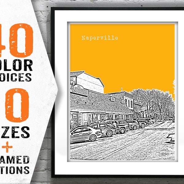 Naperville Illinois Poster Skyline Art Print IL Item T1545