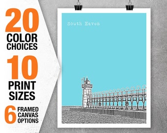 South Haven Michigan Skyline Art Print Poster MI Item T5482