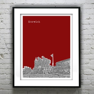 Norwich Connecticut Poster Print Art Skyline CT Version 4
