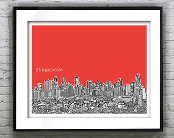 Singapore Skyline Art Print Poster Asia Item T4870