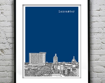 Lancaster Poster Print Art Pennsylvania City Skyline Downtown Item T2451