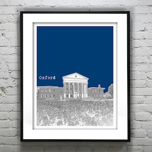 Oxford Mississippi Poster Art Print Skyline Ole Miss Item T2667