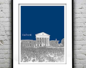 Oxford Mississippi Poster Art Print Skyline Ole Miss Item T2667