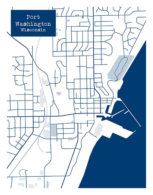 Port Washington Wi Map Port Washington Wisconsin Blueprint Map Poster Art Print | Etsy