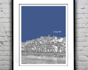 Lagos Portugal Poster Art Print City Skyline Version 2