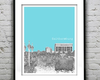 Gaithersburg Maryland Skyline Poster Art Print Maryland MD Item T2677