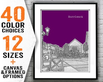 Merrimack New Hampshire Skyline Poster Art Print NH Item T2435
