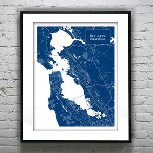 Bay Area California CA Blueprint Map Poster Art Print - Several Sizes Available Item T1164