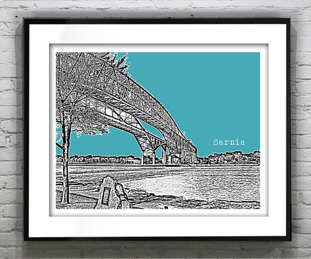 Sarnia Skyline Poster Art Print Ontario Canada Etsy