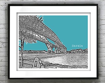 Sarnia Skyline Poster Art Print Ontario Canada
