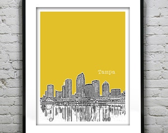 Tampa Skyline Poster Art Print Florida Item T2236