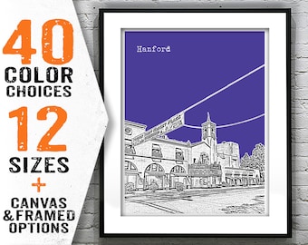 Hanford Poster  Skyline Art Print California Item T2874
