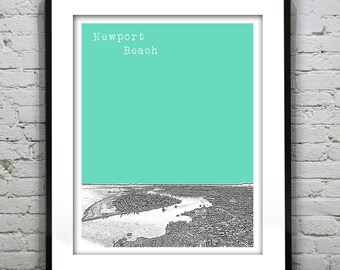 Newport Beach California Skyline Art Print Poster CA Version 2 Overview