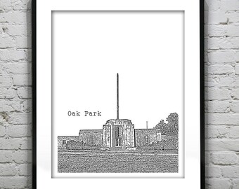 Oak Park Michigan Skyline Poster City Art Print MI S5030
